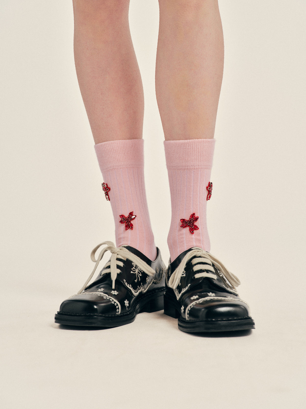 Embellished Merino Silk Ankle Socks