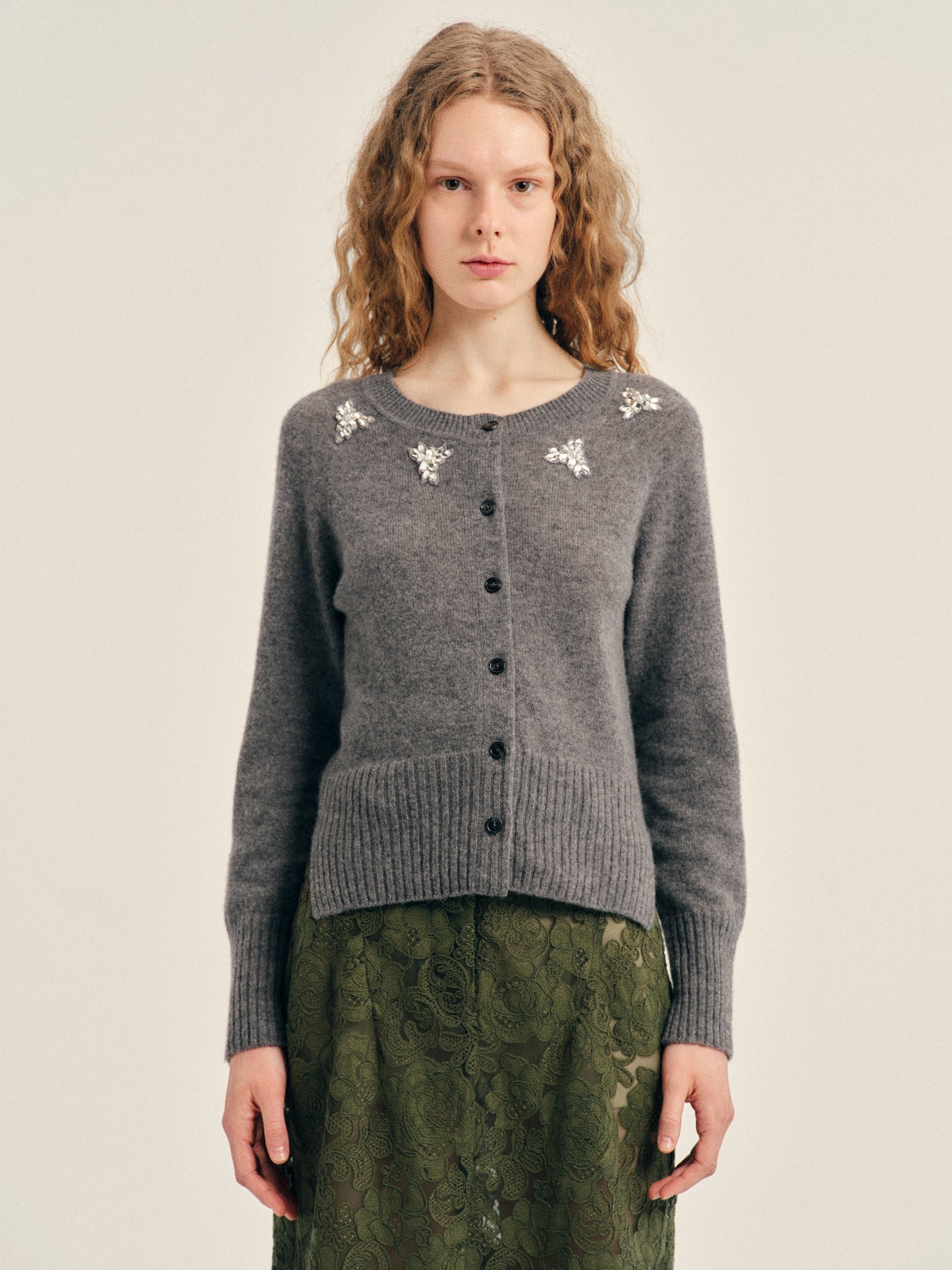 Embellished Relaxed Cashmere Cardigan