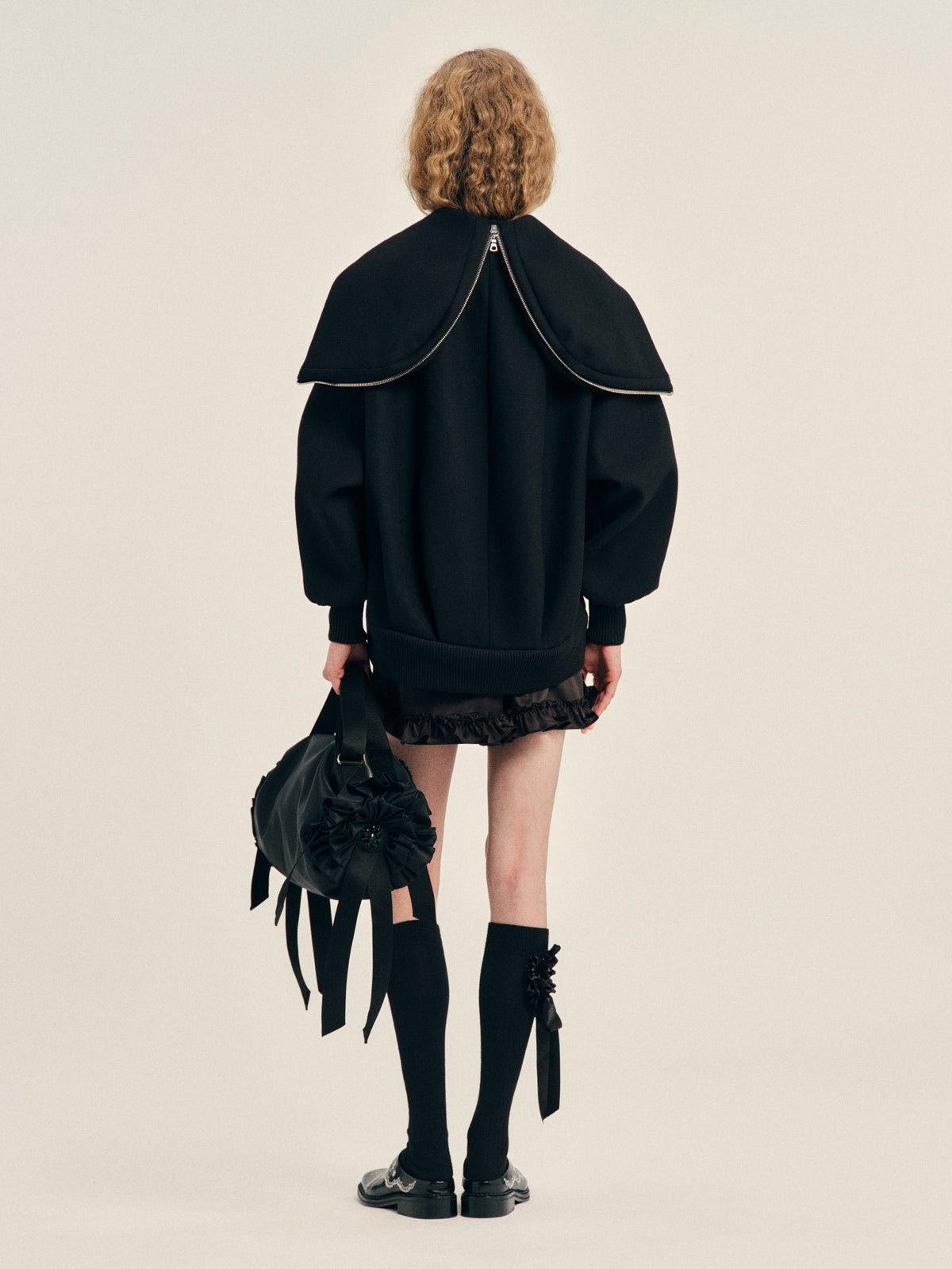 Embellished Oversized Split Hood Jacket