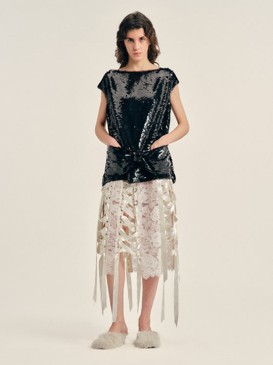 Boxy Peplum Bow Detail Top