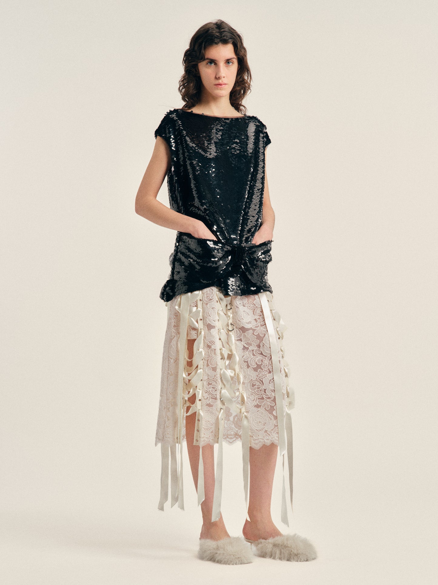 Boxy Peplum Bow Detail Top