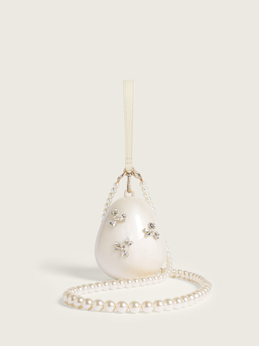 Embellished Pearl Crossbody Micro Egg Bag