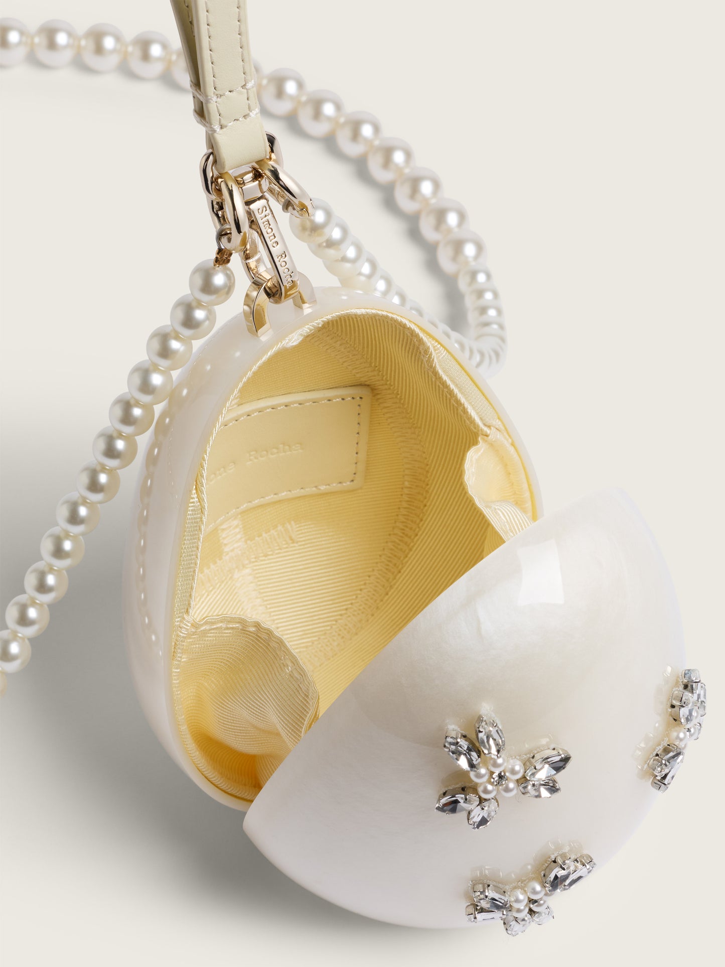 Embellished Pearl Crossbody Micro Egg Bag