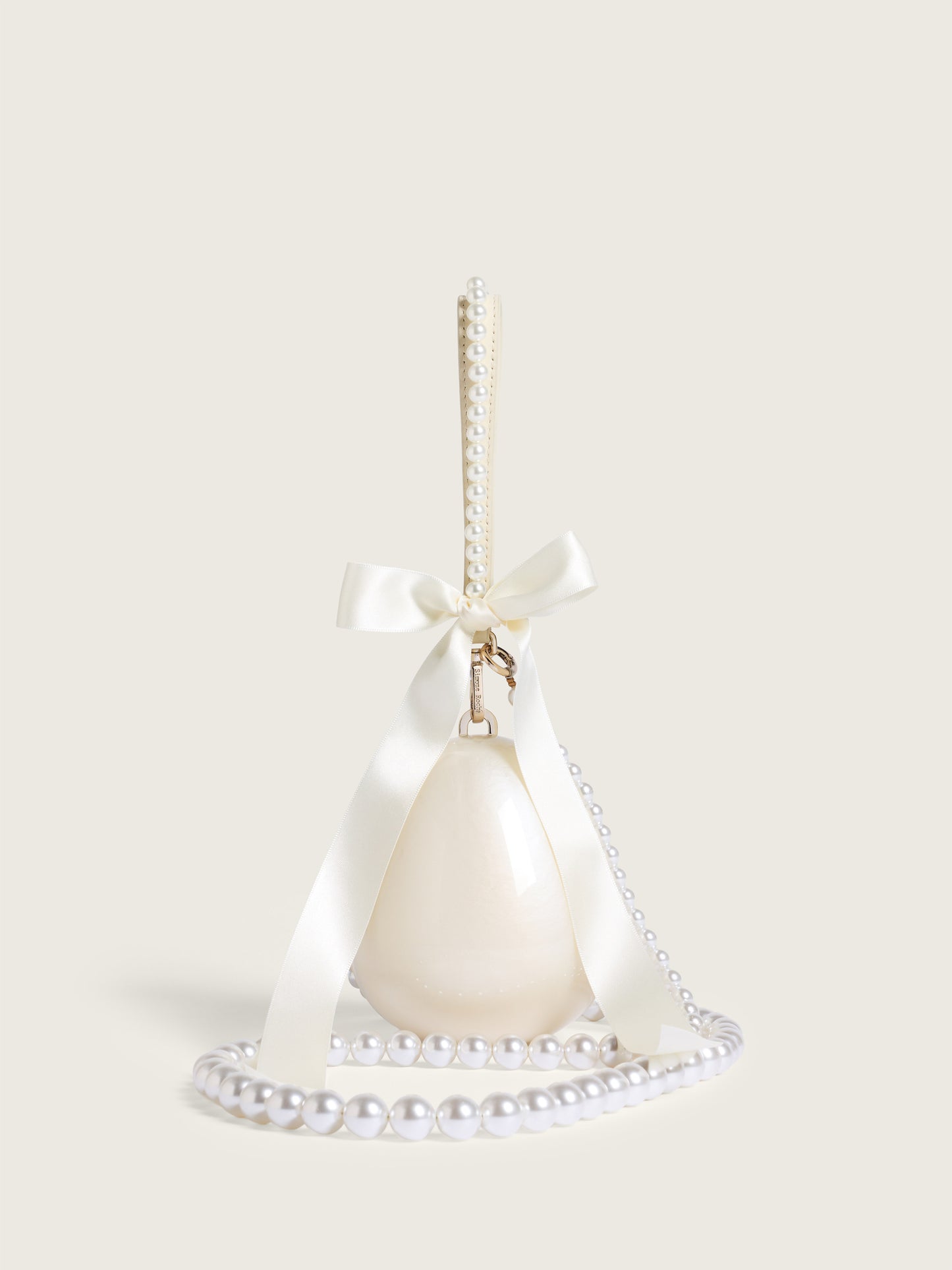 Beaded Bow Pearl Crossbody Micro Egg Bag