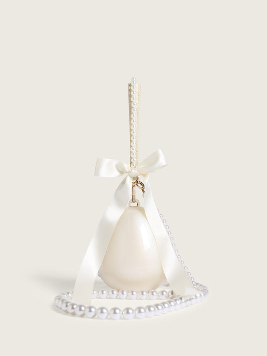 Beaded Bow Pearl Crossbody Micro Egg Bag