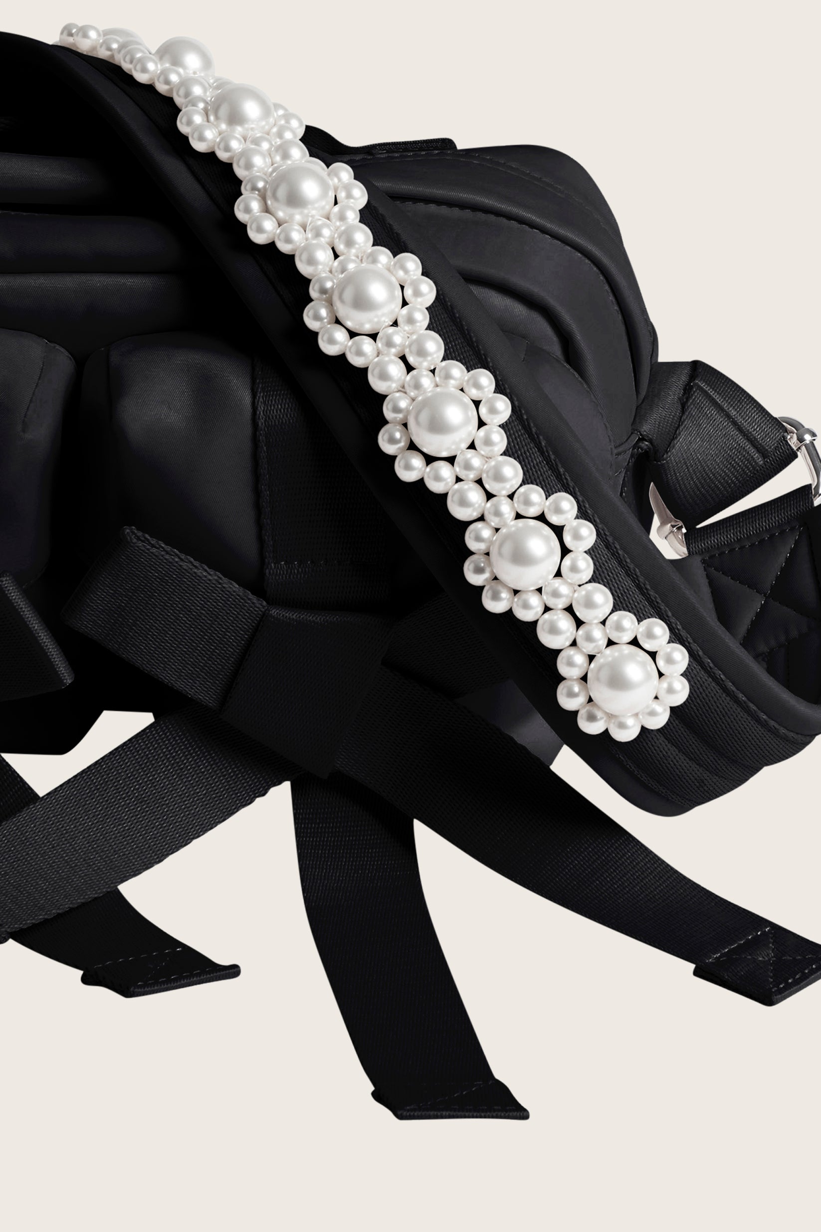 Simone Rocha Valentine Bag with Pearl Body Strap in Black/Brown/Pearl