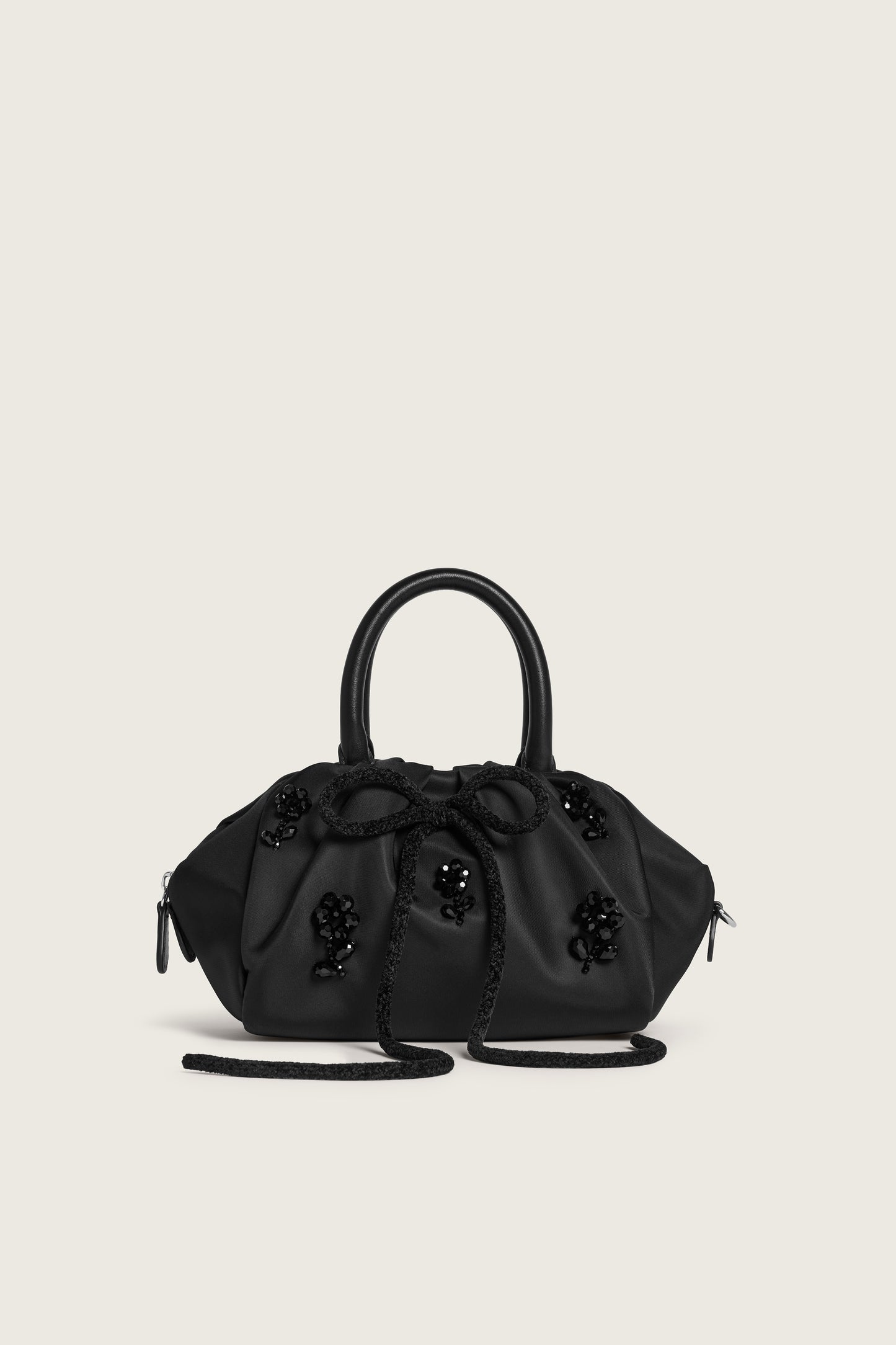 Embellished Mini Gathered Top Handle Bag