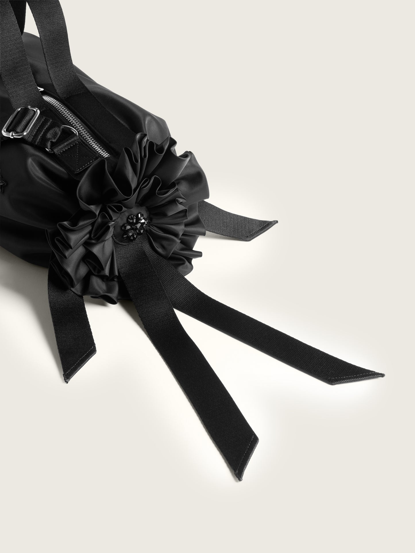 Turbo Embellished Double Ribbon Rosette Bag