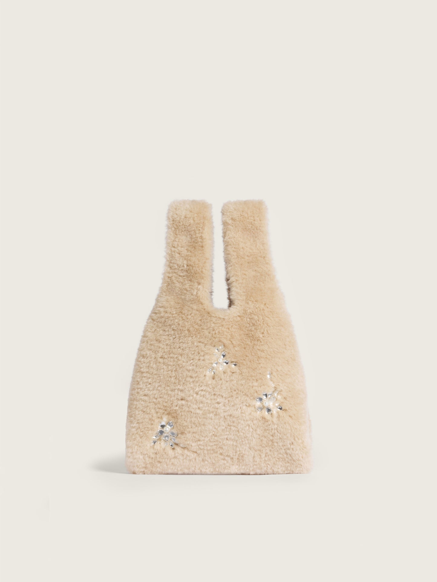 Embellished Mini Faux Fur Shopper Bag