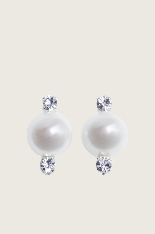 Mini Crystal Pearl Stud Earrings