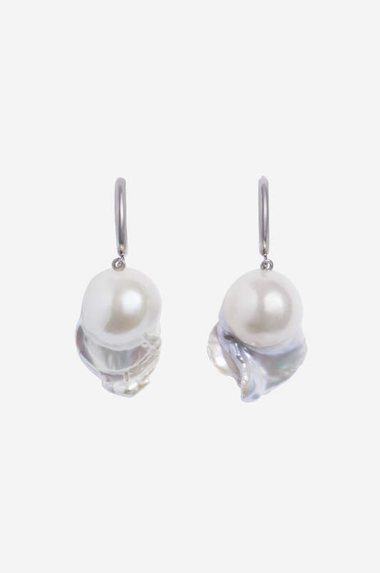 Baroque Pearl Hoop Earrings