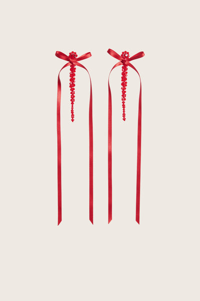 イヤリング Slim Bow Ribbon Drip Earrings - Simone Rocha - Crystal - Whi Slim Bow Ribbon Drip Earrings - Simone Rocha - Crystal - White