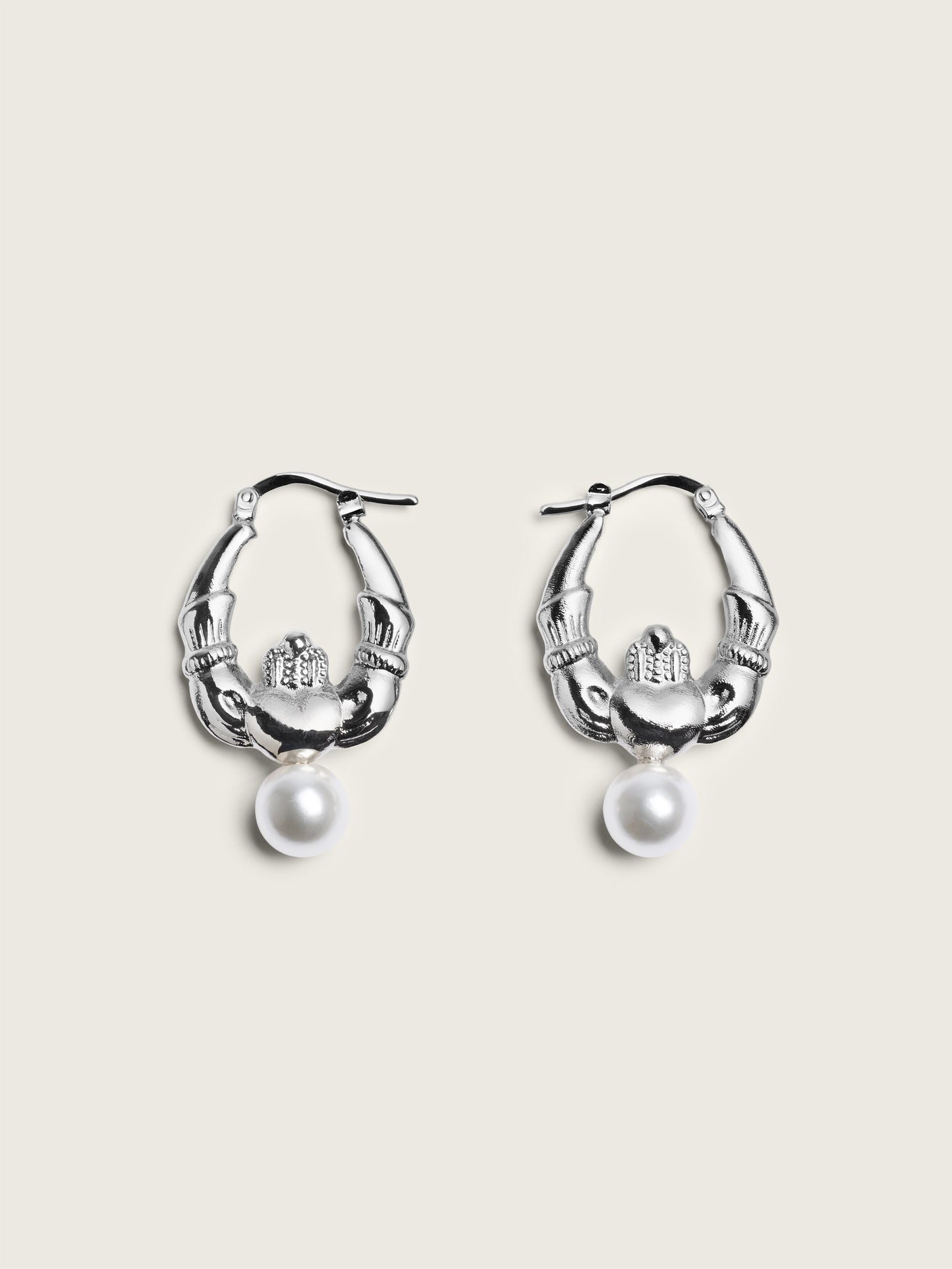 Claddagh & Pearl Hoop Earrings