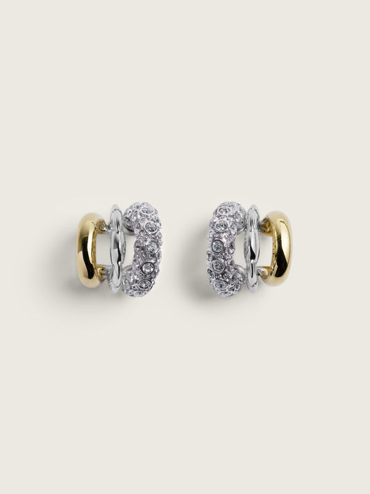 Stacked Rhinestone Hoop Earrings