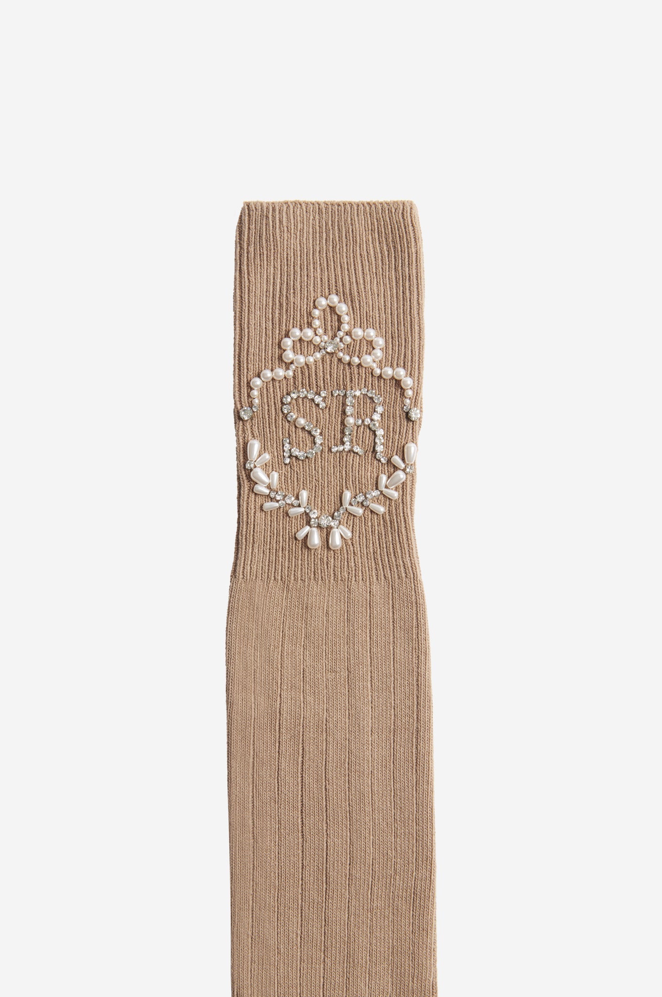 "SR" Embellished Knit Mittens