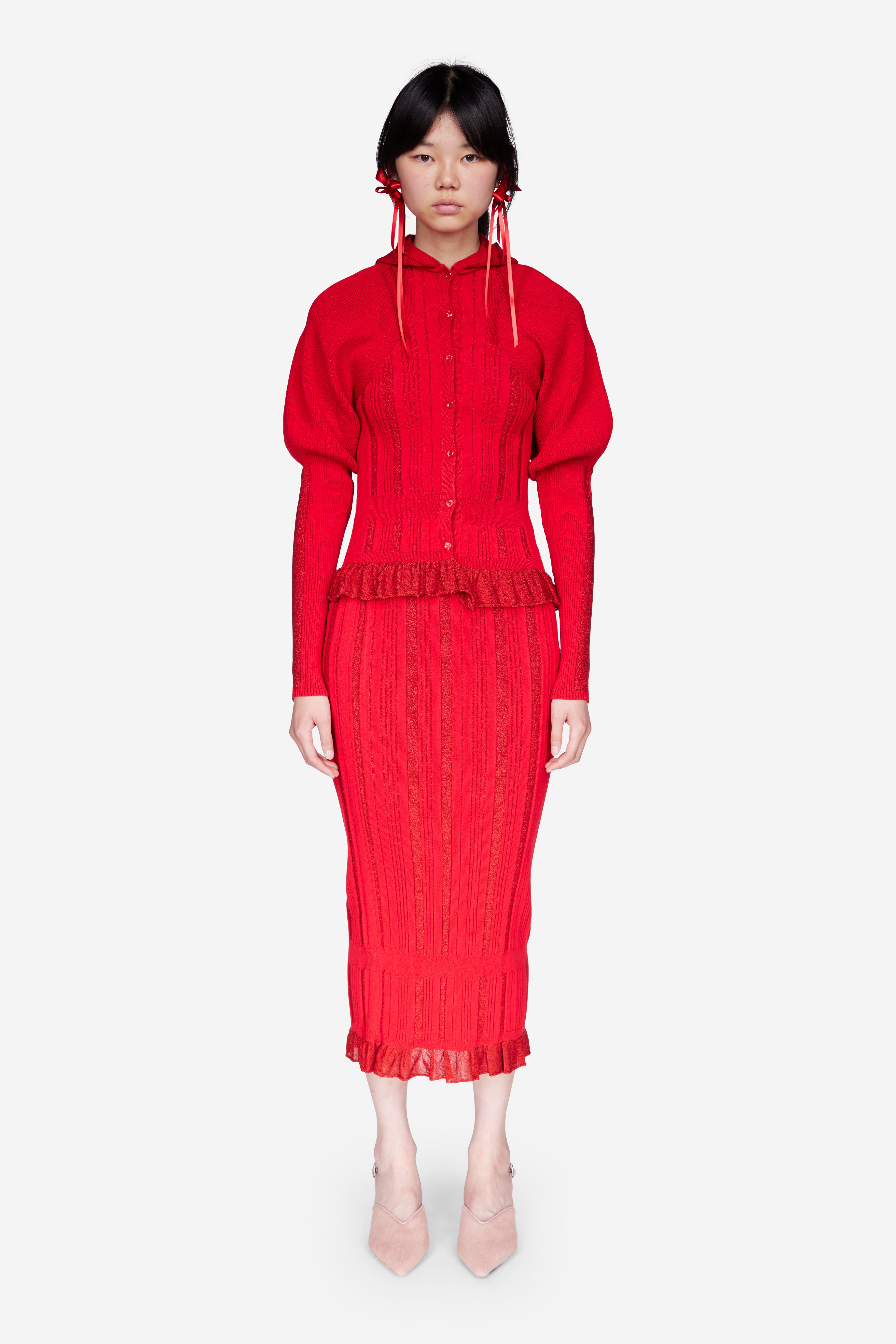 Simone Rocha Merino Silk Knit Polo Sweater with Embroidery main image 1