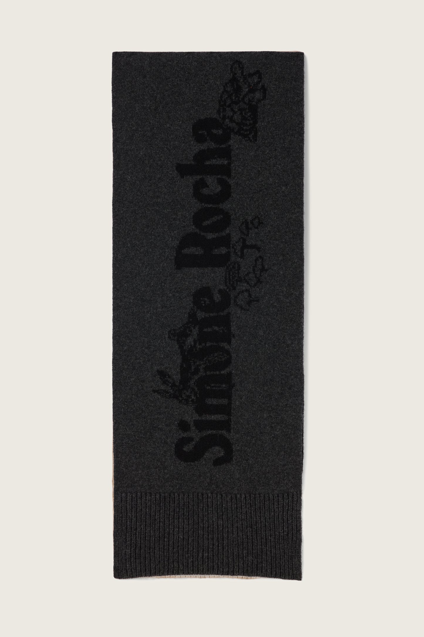 Long Graphic Logo Knit Scarf