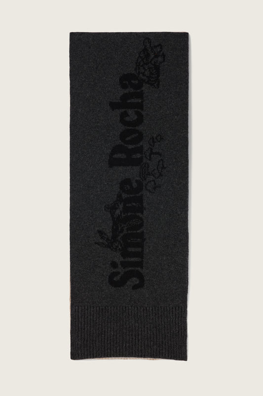 Long Graphic Logo Knit Scarf