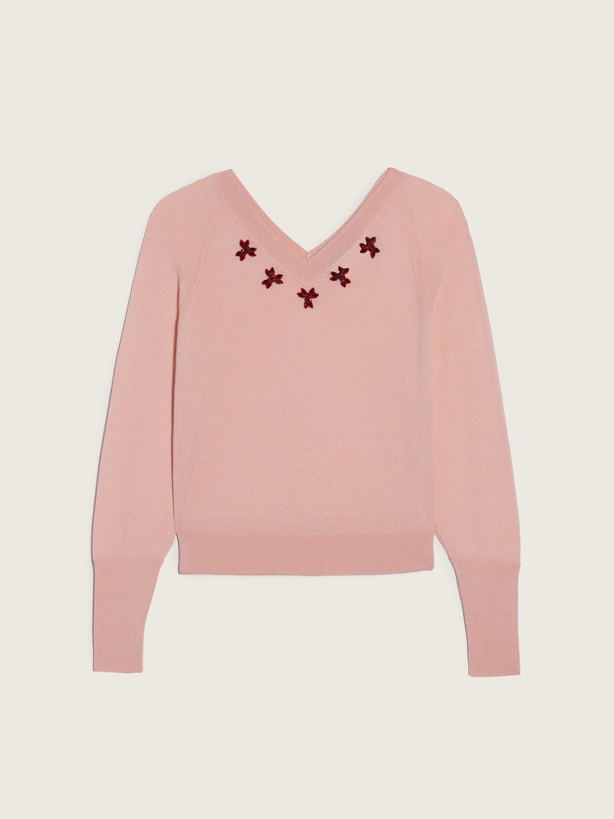 Turbo Embellished Merino Silk Double V-Neck Jumper