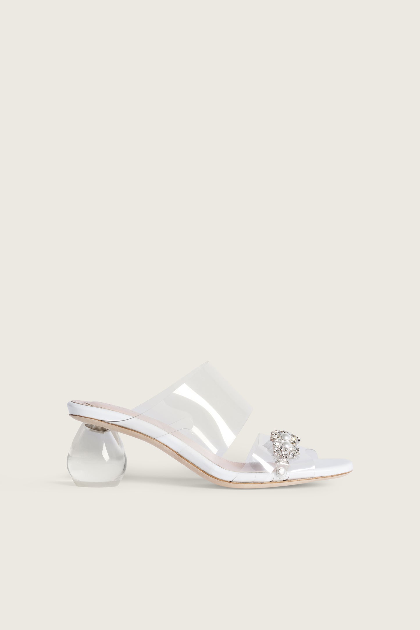 Embellished Sandal Perspex Heel Mule