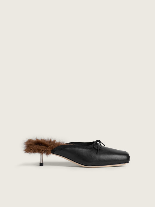 Faux Fur Lined Pointe Mule Heel