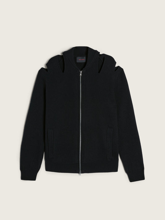 Merino Slash Zip Cardigan
