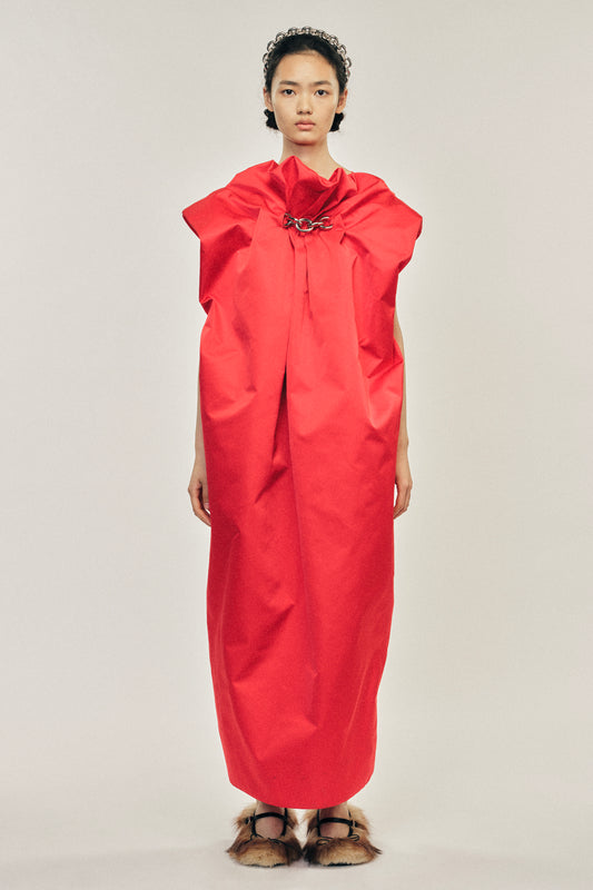 Ruched Duchess Chain Cap Sleeve Dress