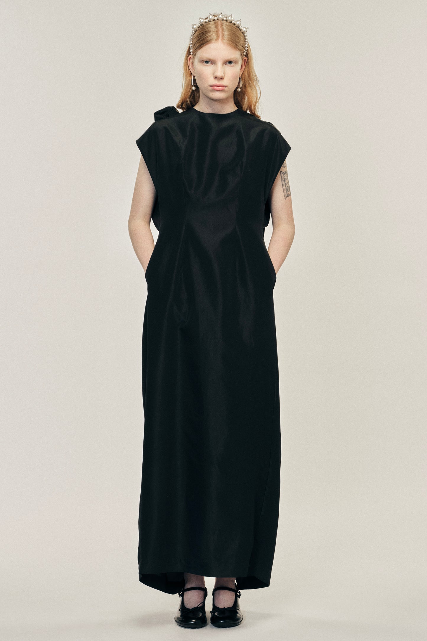 Fitted Back Ruched Detail Chain Dress