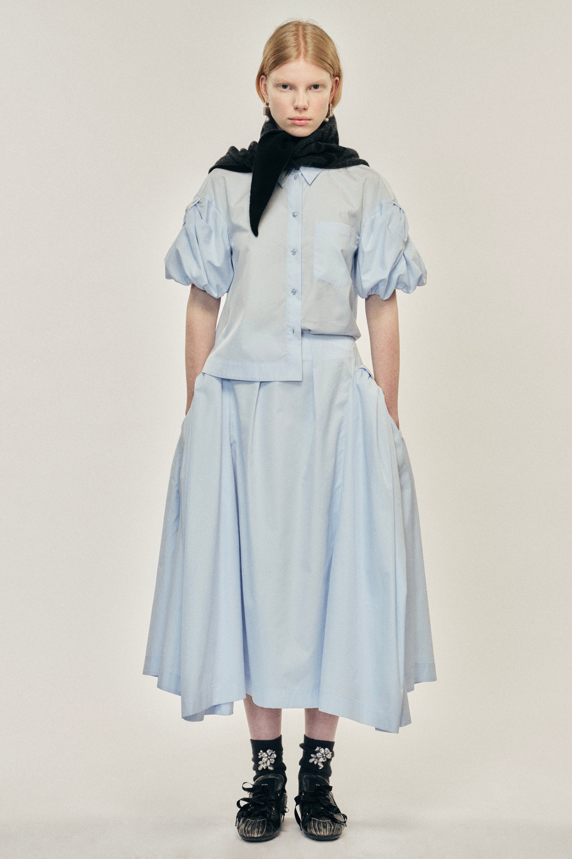 【SIMONE ROCHA】poplin スカート with sliders 53221241RED_BLACK1.jpg?v=