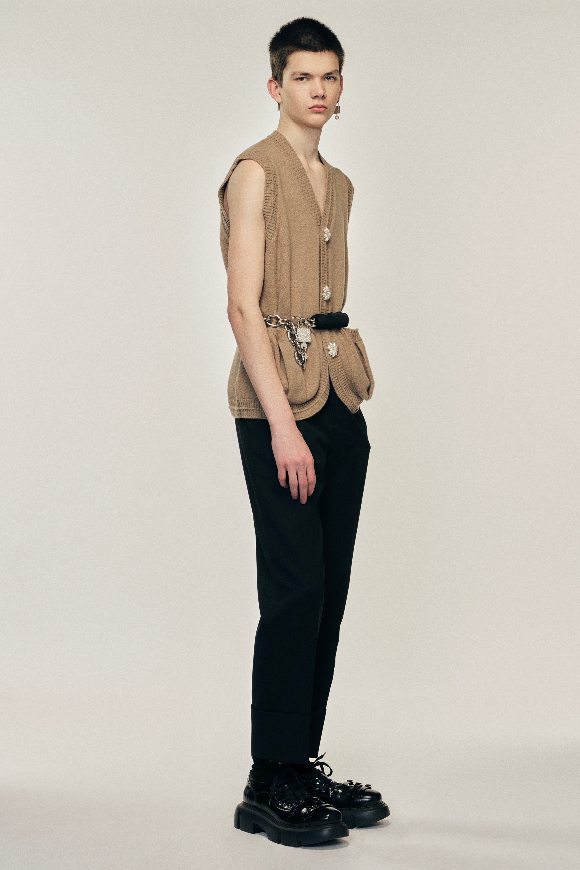 【関税込み】Simone Rocha ブラック リボン トラックパンツ Gathered Track Trousers (4100-1067-BLACK)