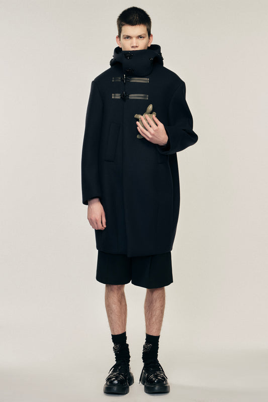 Embellished Back Flap Cocoon Duffle Coat