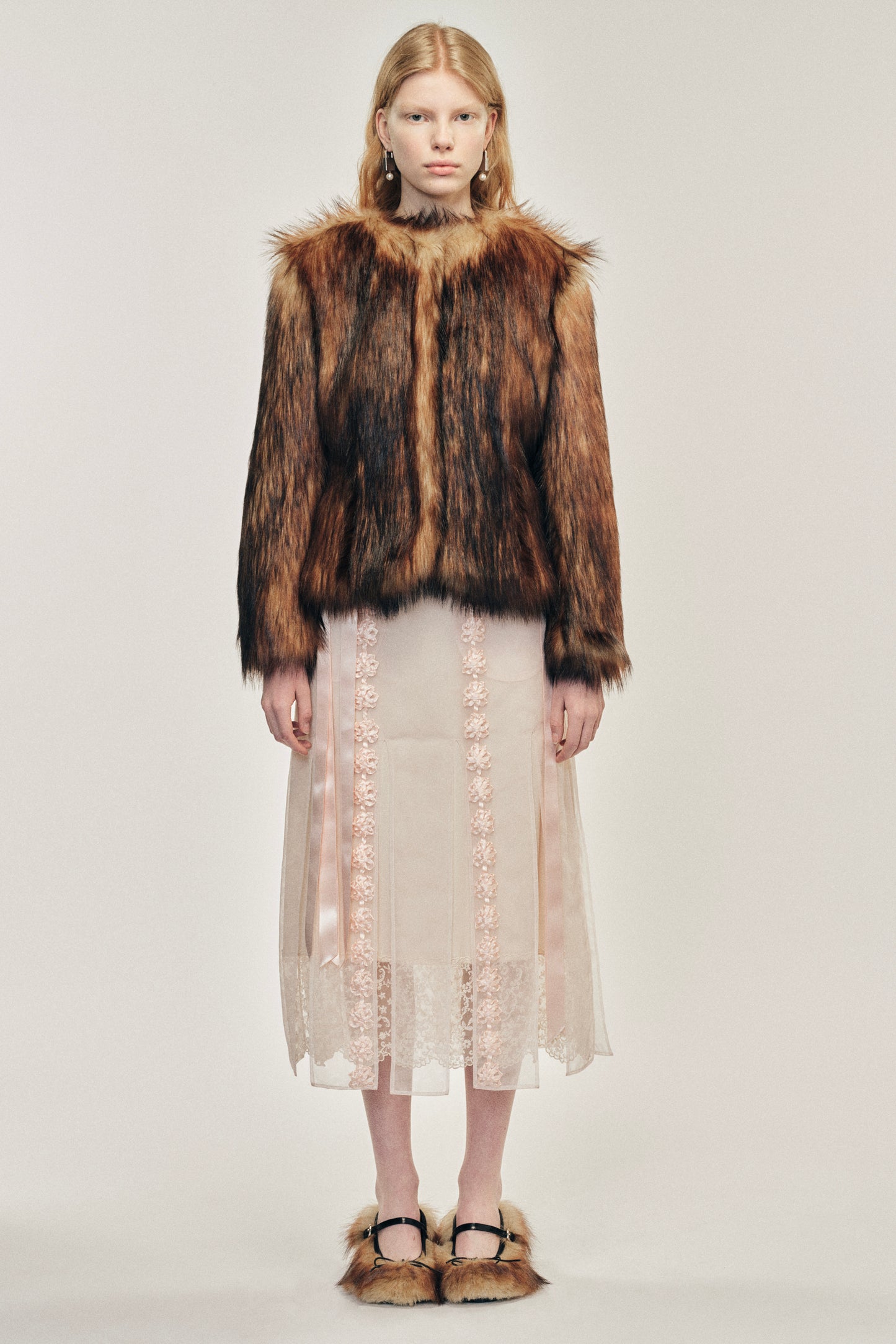 Sculpted Faux Fur Fray Jacket
