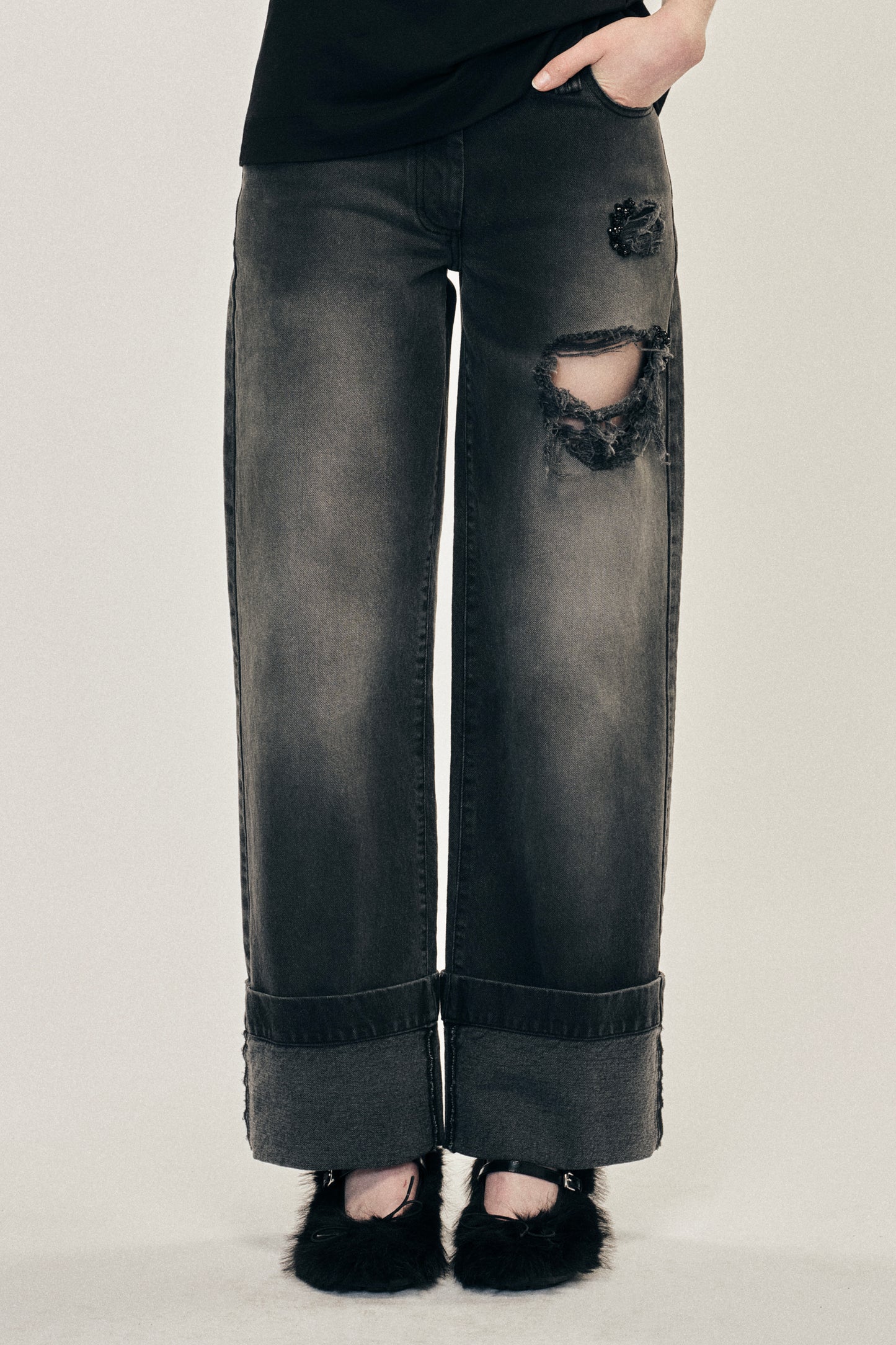 Embellished Straight Leg Jeans