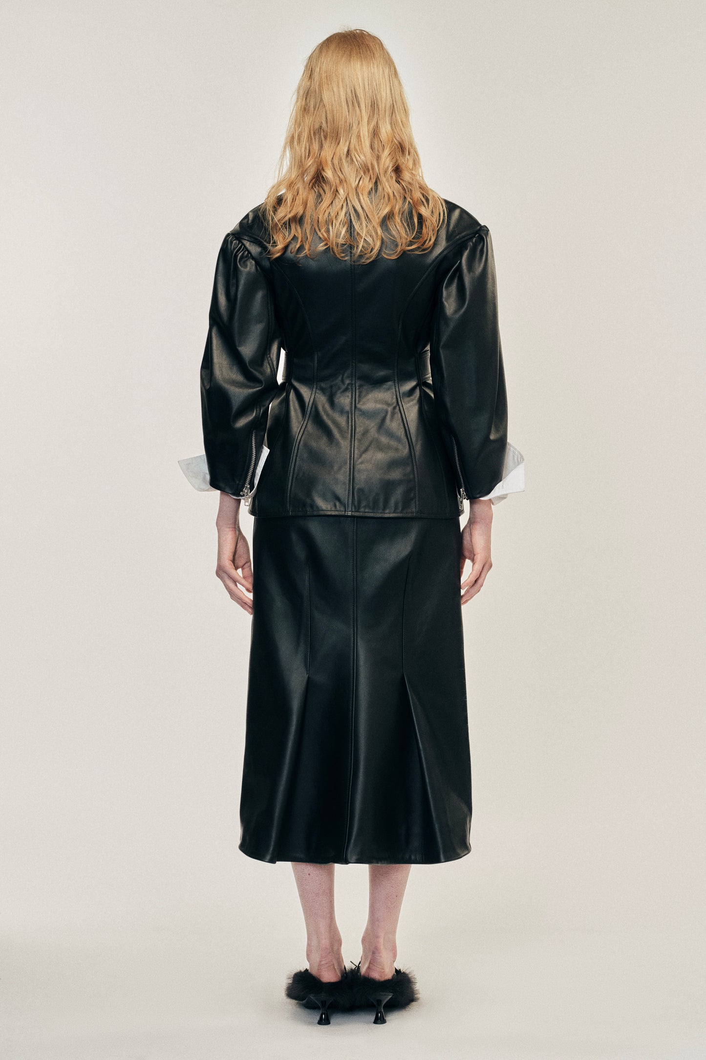 Sculpted Belt Detail Biker Jacket