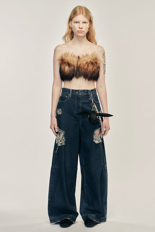 Embellished Wide Leg Puddle Jeans