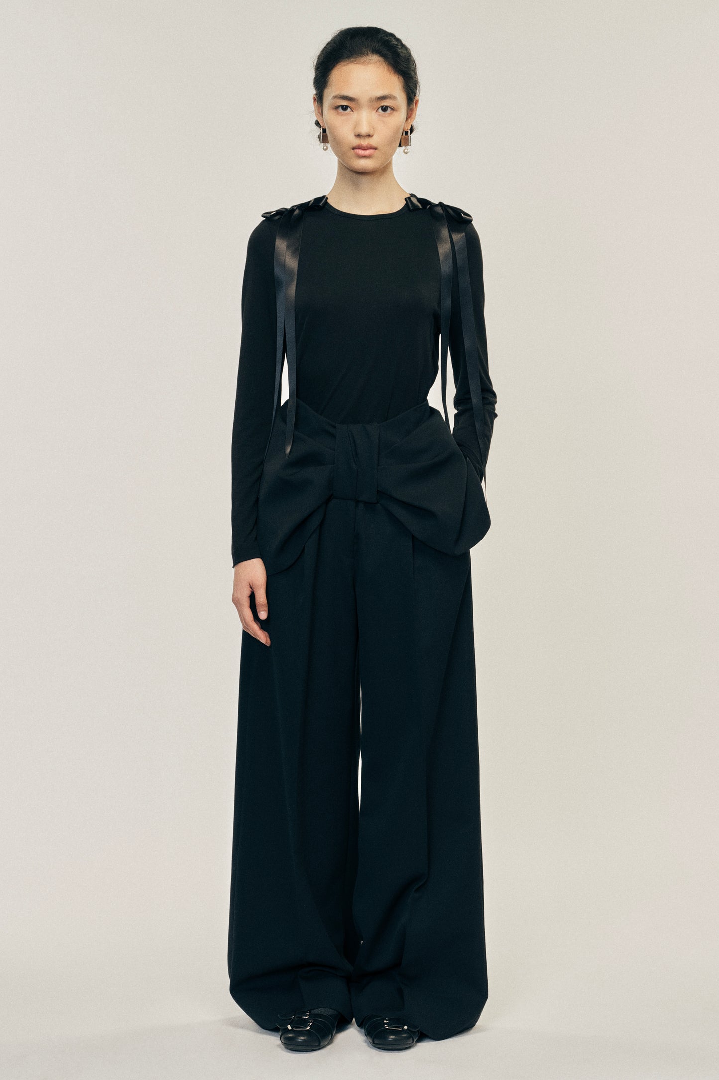 Bow Waist Wide Leg Trousers