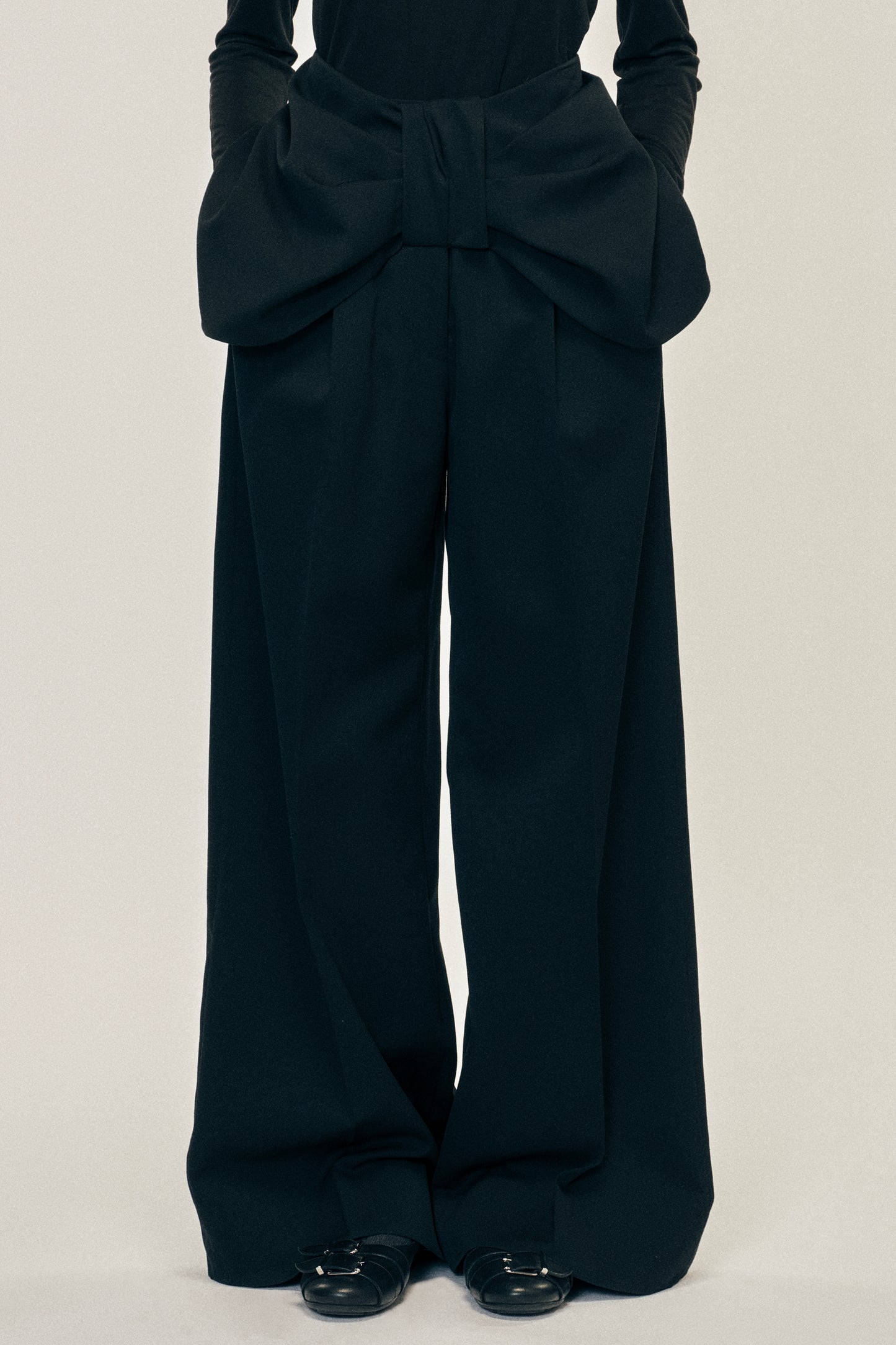 Bow Waist Wide Leg Trousers