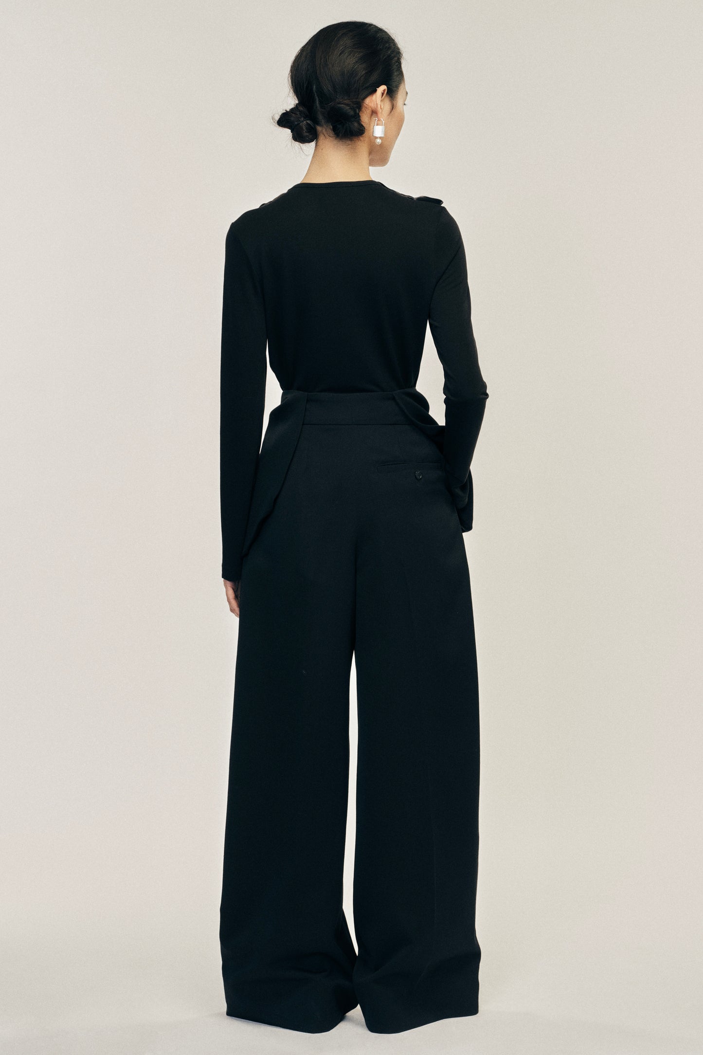 Bow Waist Wide Leg Trousers