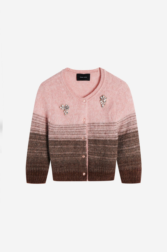 Embellished Cropped Alpaca Knit Cardigan