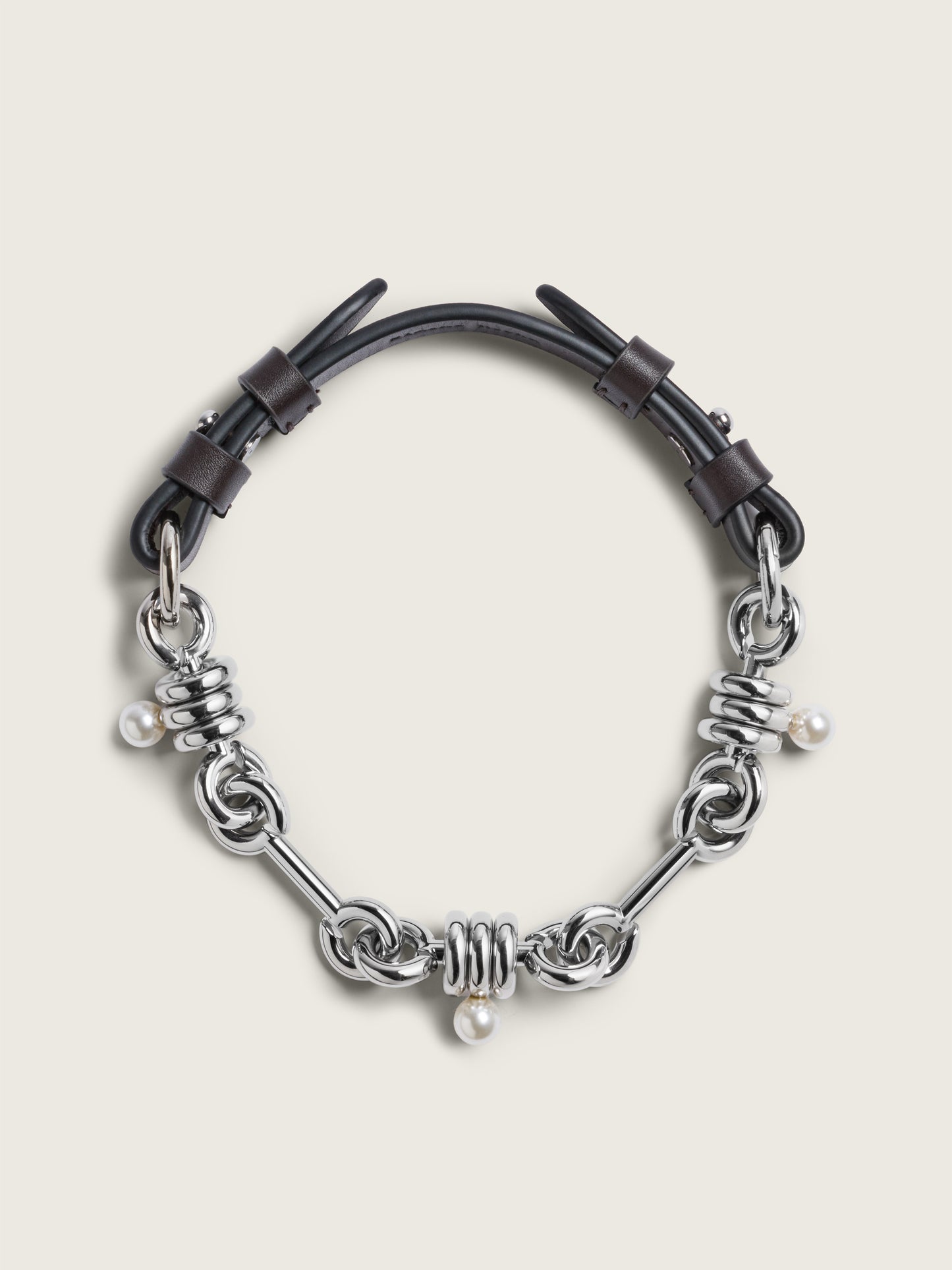 Bridle Stacked Link Pearl Chain Necklace