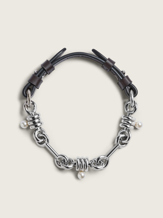 Bridle Stacked Link Pearl Chain Necklace