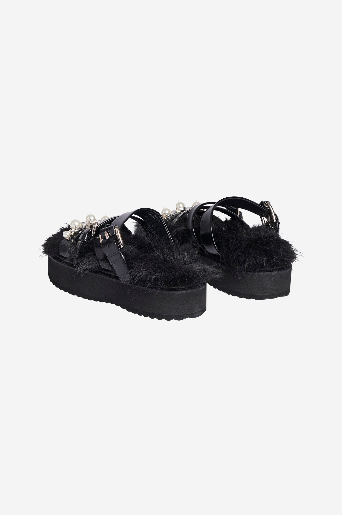 Embellished Furry Platform Sandal