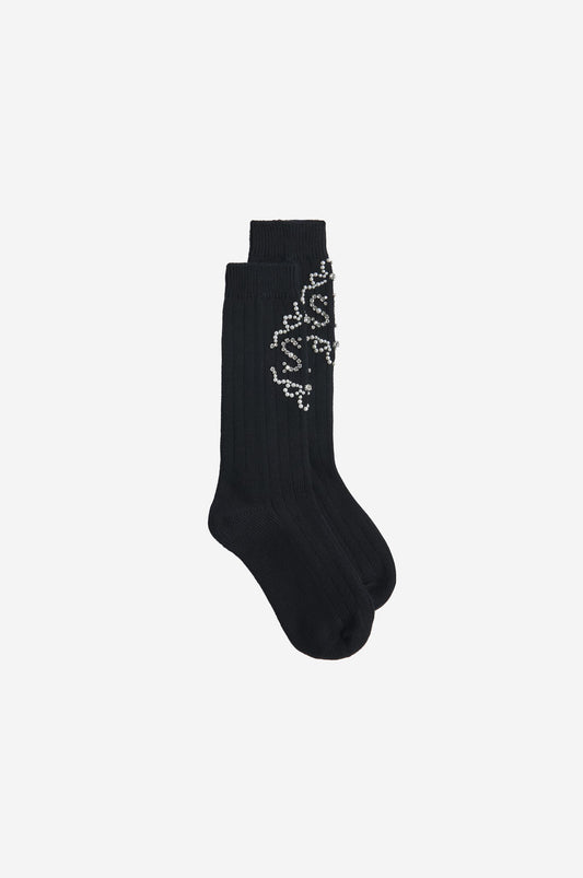 "SR" Embellished Ankle Sock