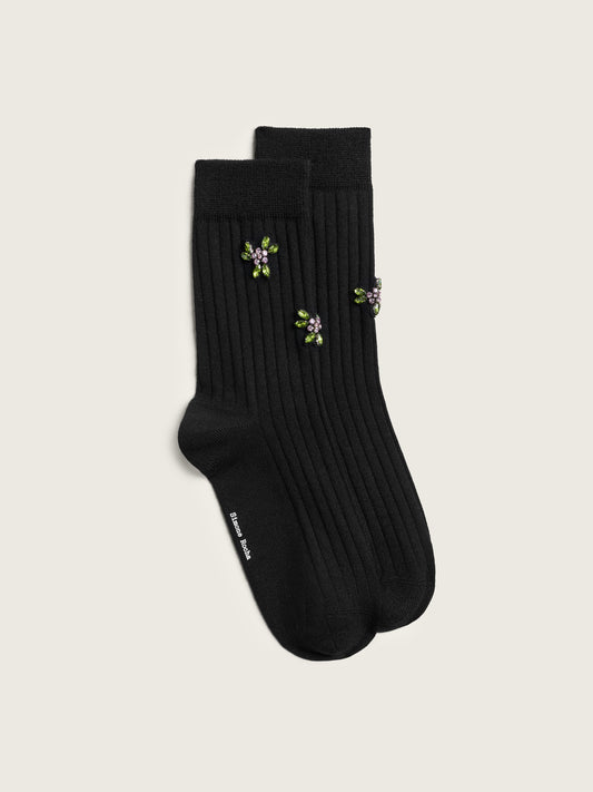 Embellished Merino Silk Ankle Socks