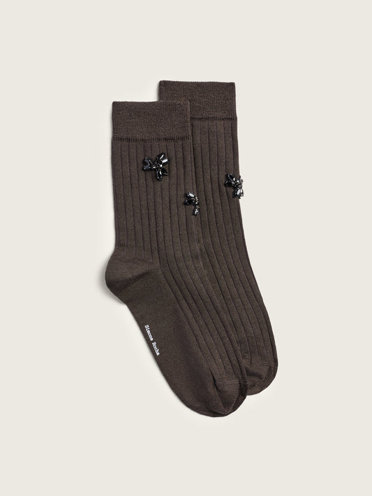 Embellished Merino Silk Ankle Socks