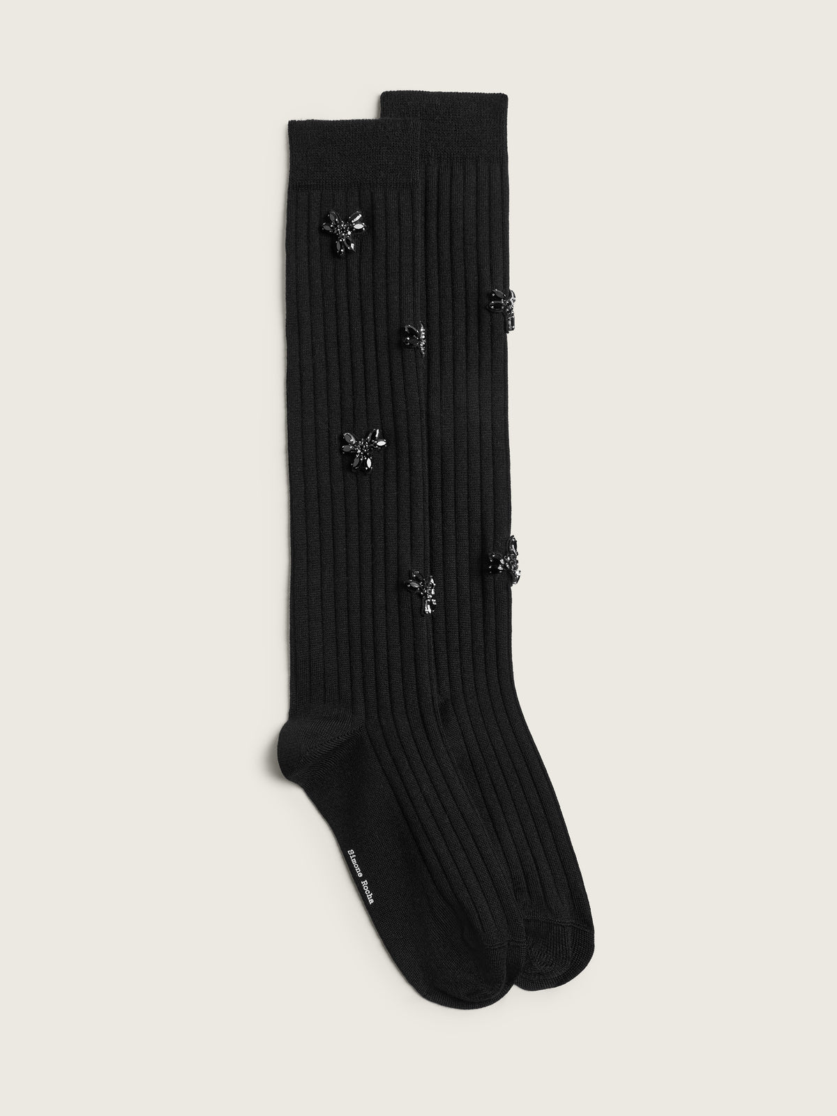 Embellished Merino Silk Knee Socks