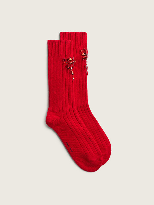 Embellished Chunky Wool Ankle Socks