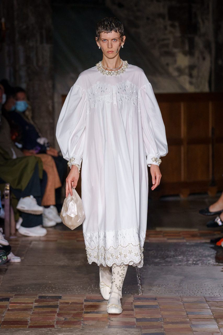 〓Simone Rocha〓 white×blue エンブロイダリー スカート