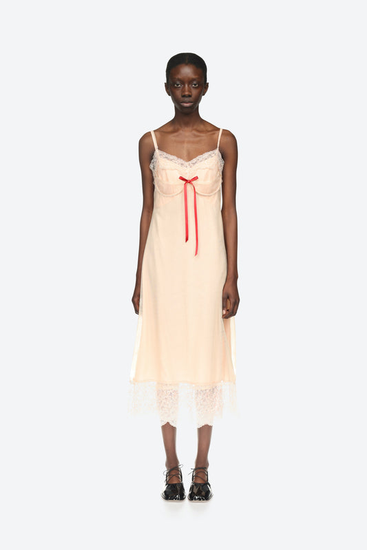 Sheer Slip Dress With Bow Detail