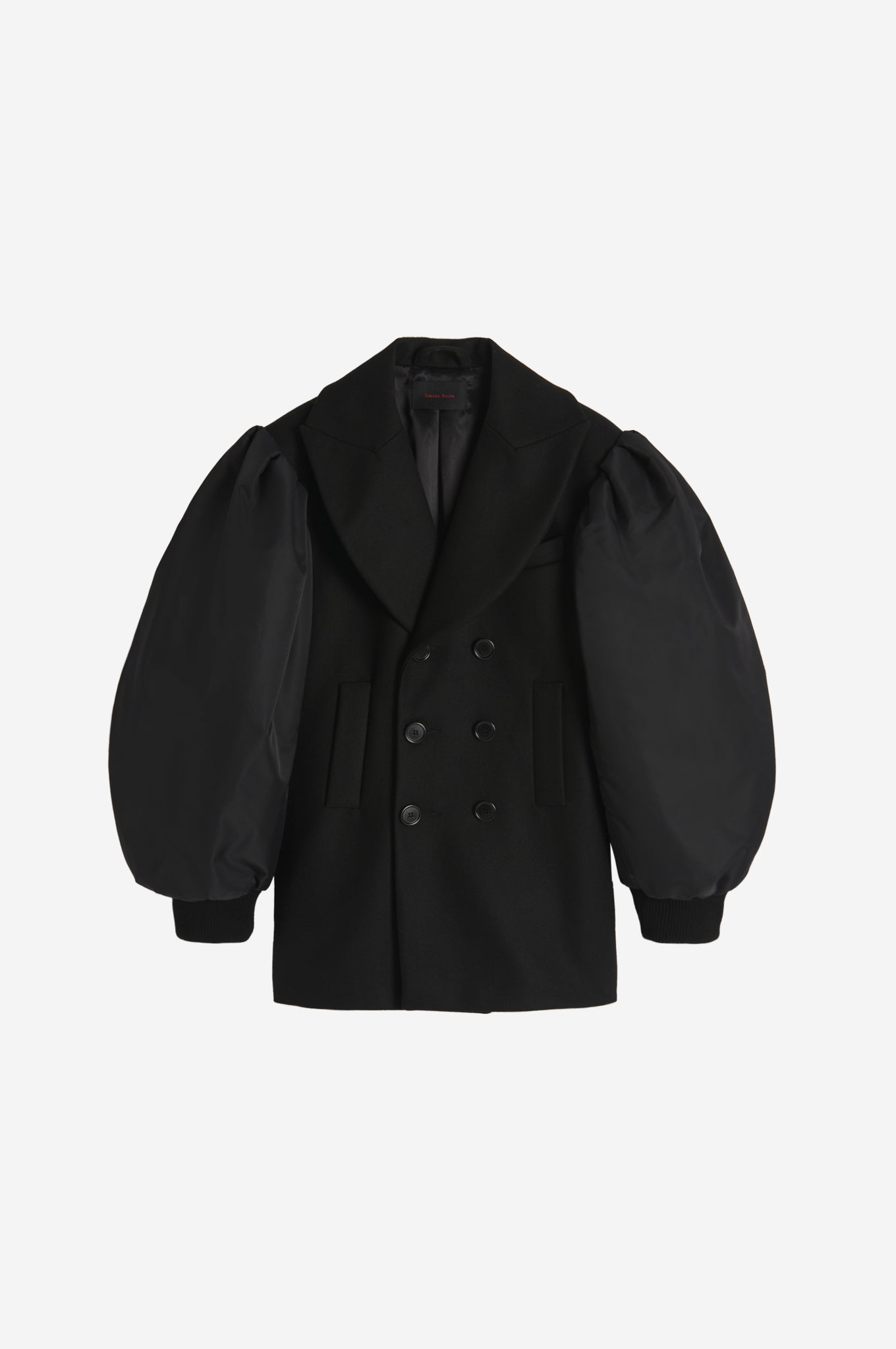 Classic Peacoat with Bomber Satin Sleeves